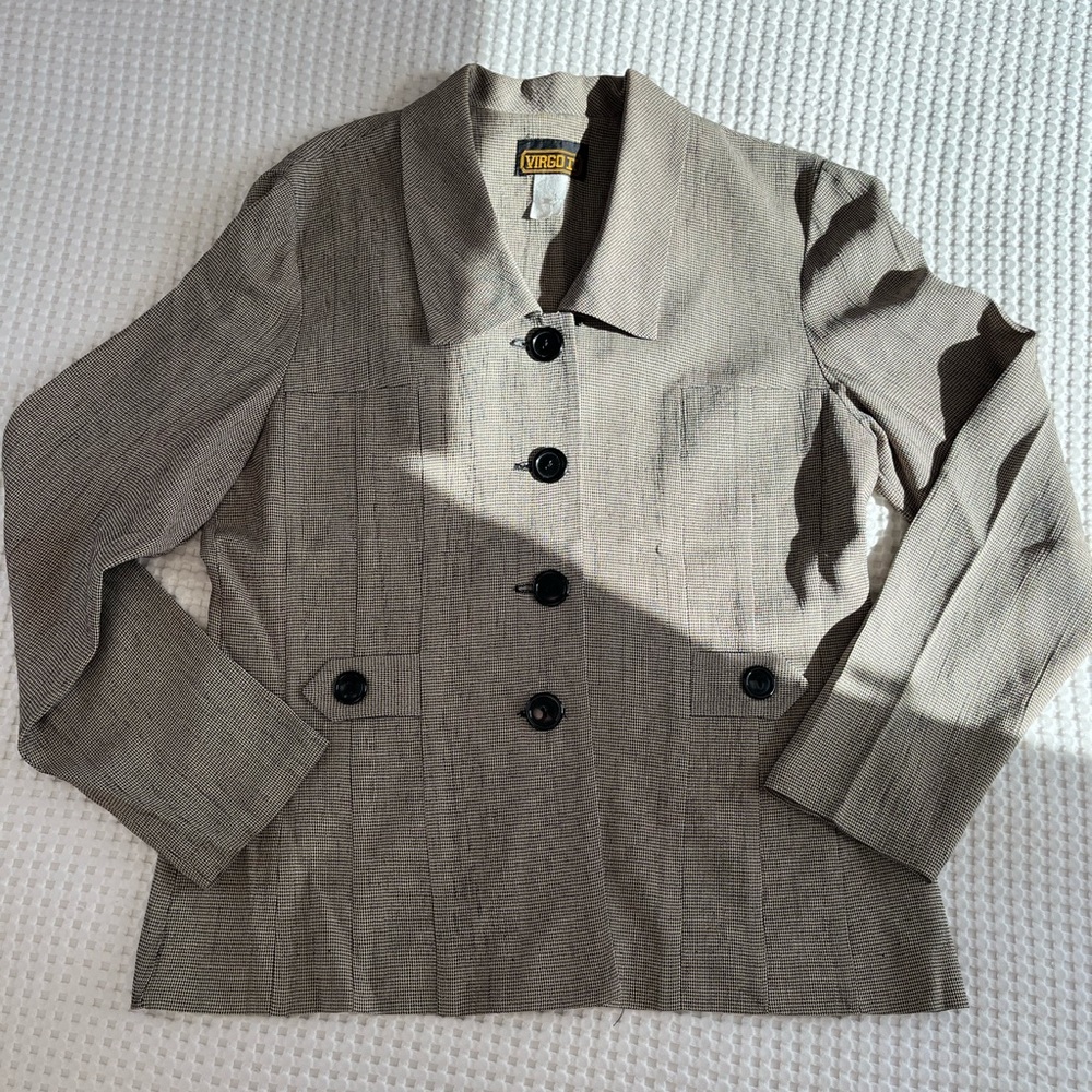 Virgo II || Vintage Mini Houndstooth Lightweight Blazer Jacket